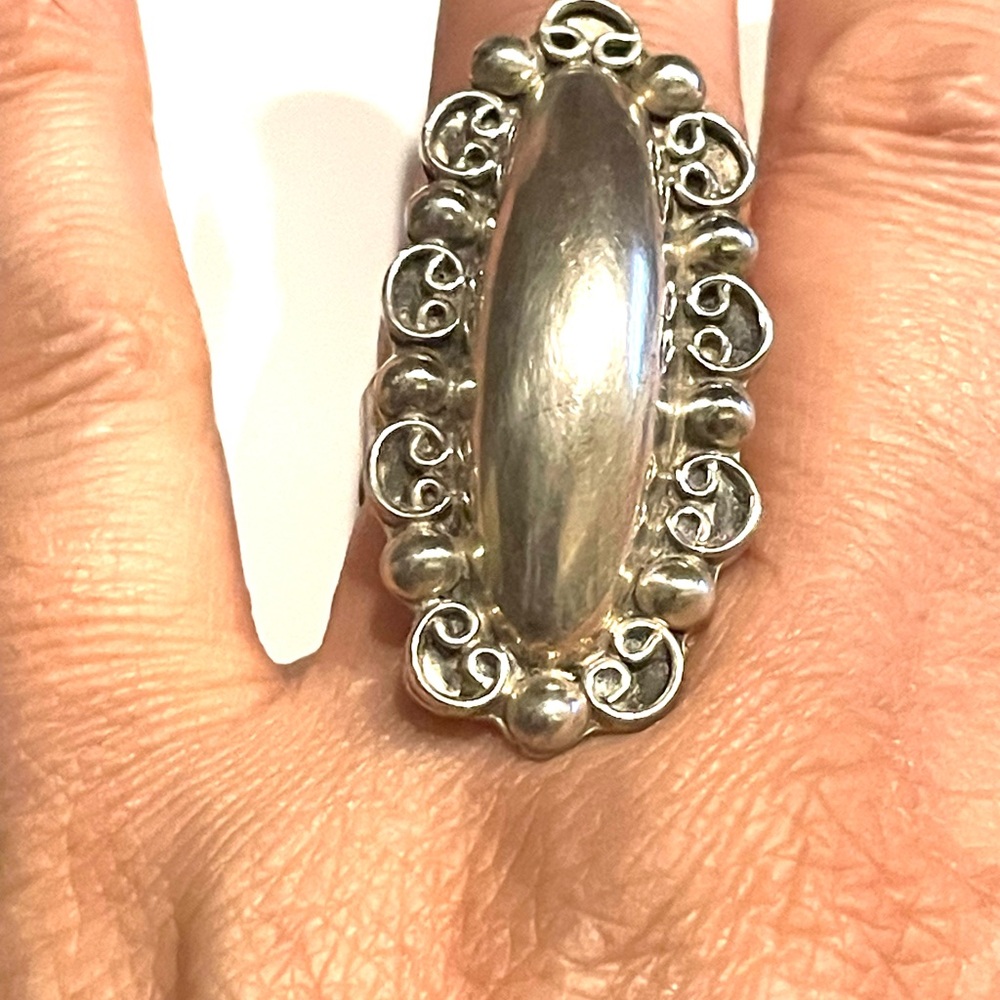 Sterling Taxco TB-154 Statement Ring sz 8